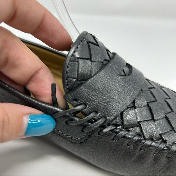 Robert Zur Dark Gray Silver Leather Quality Woven Driving Loafers Size 8.5 - Picture 7 of 14